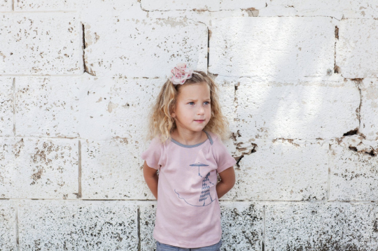 Baby Girl T Shirt - Pink with a Ballerina on String