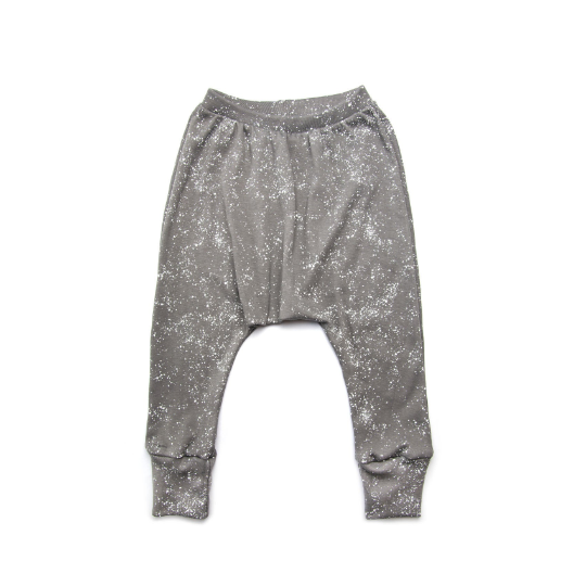 Baby Harem Pants / Leggings - Organic Cotton - Gray with White Splashes Print