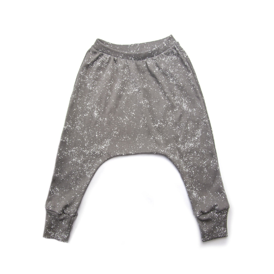 Baby Harem Pants / Leggings - Organic Cotton - Gray with White Splashes Print