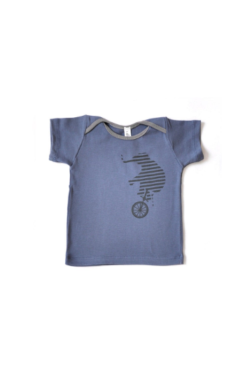 Baby Boy T-shirts - Blue with an Elephant on a Unicycle