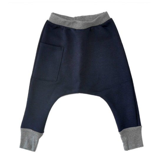 Baby Harem Pants / Baby Joggers - Heavy Weight Cotton - Navy Blue