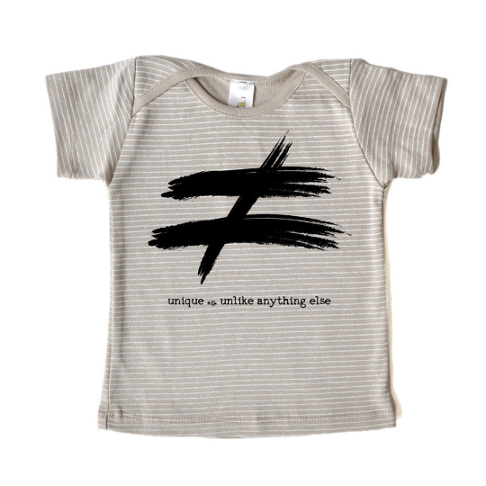 Toddler Tshirt - Organic Cotton - Striped Mocha with a black print