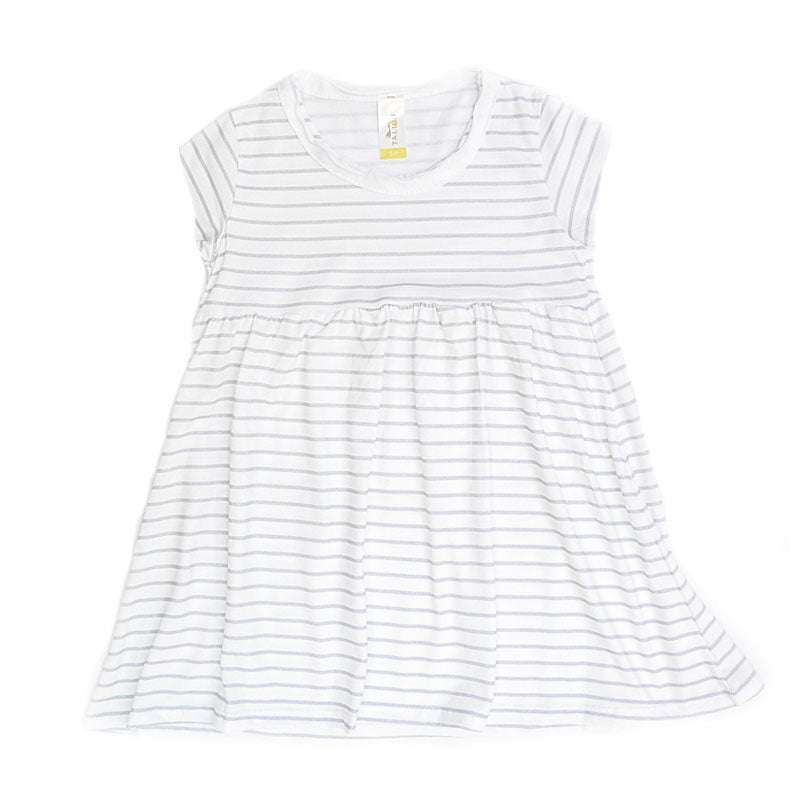 Short Sleeve Dress - Organic Cotton - Gray Stripes