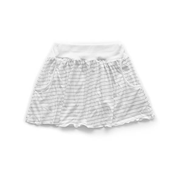Girls Skirt - Organic Cotton - Gray Stripes