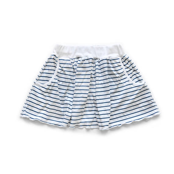 Girls Skirt - Organic Cotton - Navy Stripes