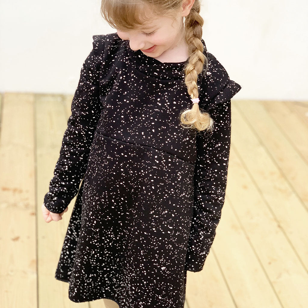 Black Splash Long Sleeve Dress - Heavy Weight Cotton