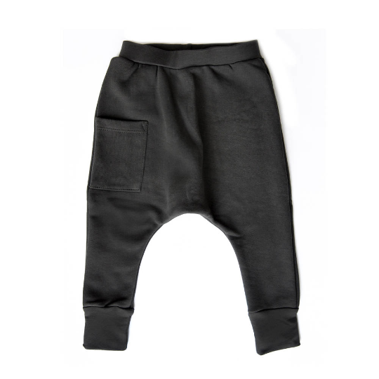 Baby Harem Pants / Baby Joggers - Heavy Weight Cotton - Coal Gray