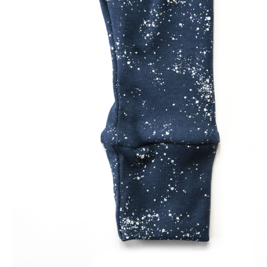 Baby Harem Pants - Organic Cotton - Navy Blue with White Splashes Print