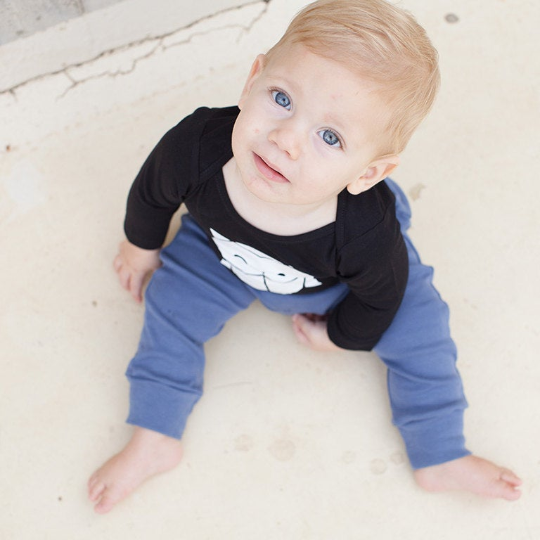 Baby Harem Pants - organic cotton- Washed blue