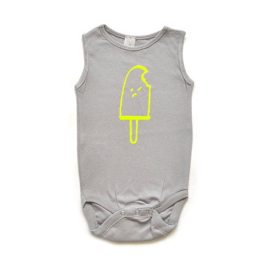 Baby Romper- organic cotton- Light Gray with a Popsicle print