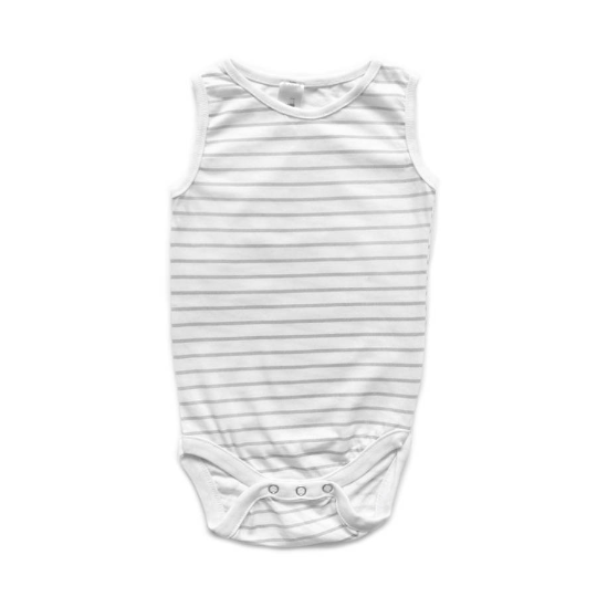 Baby Romper- Organic Cotton - Gray and White Stripes print