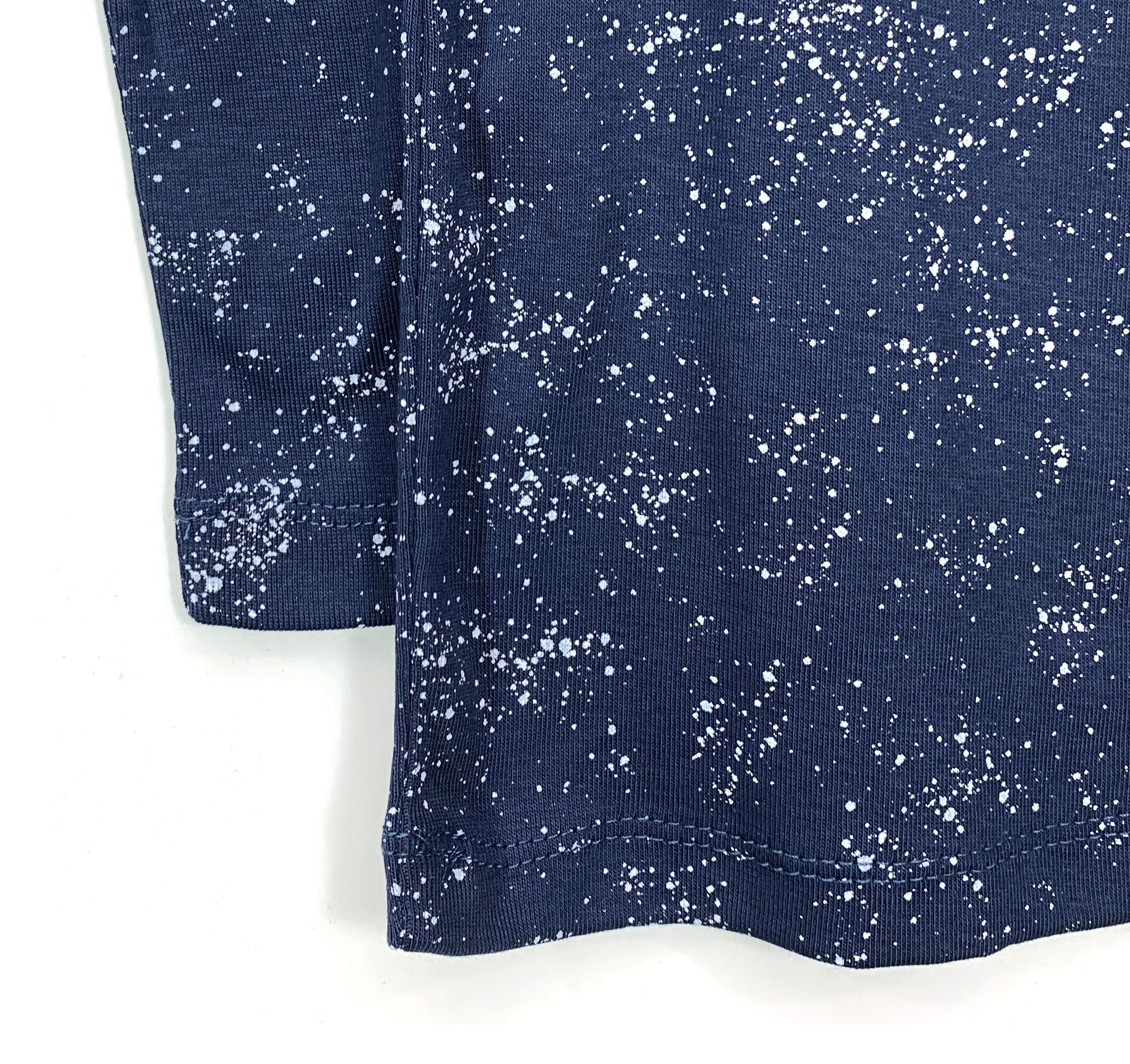 Kids Raglan Top  - Organic Cotton - Navy Blue with White Splashes Print