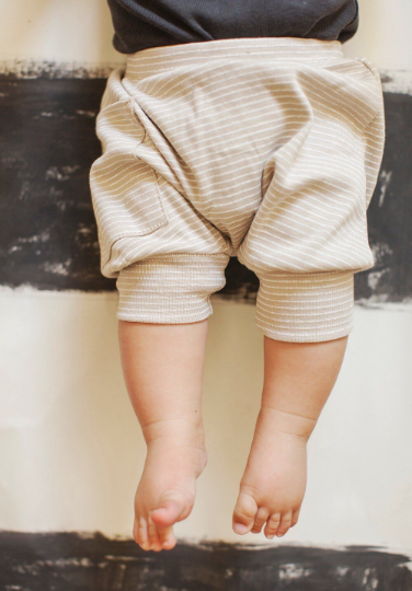 Baby Shorts- Striped Mocha